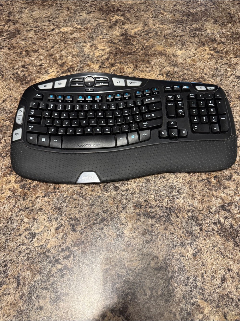 Logitech Wave Ergonomic Keyboard with Integrated Palm Rest (K350)